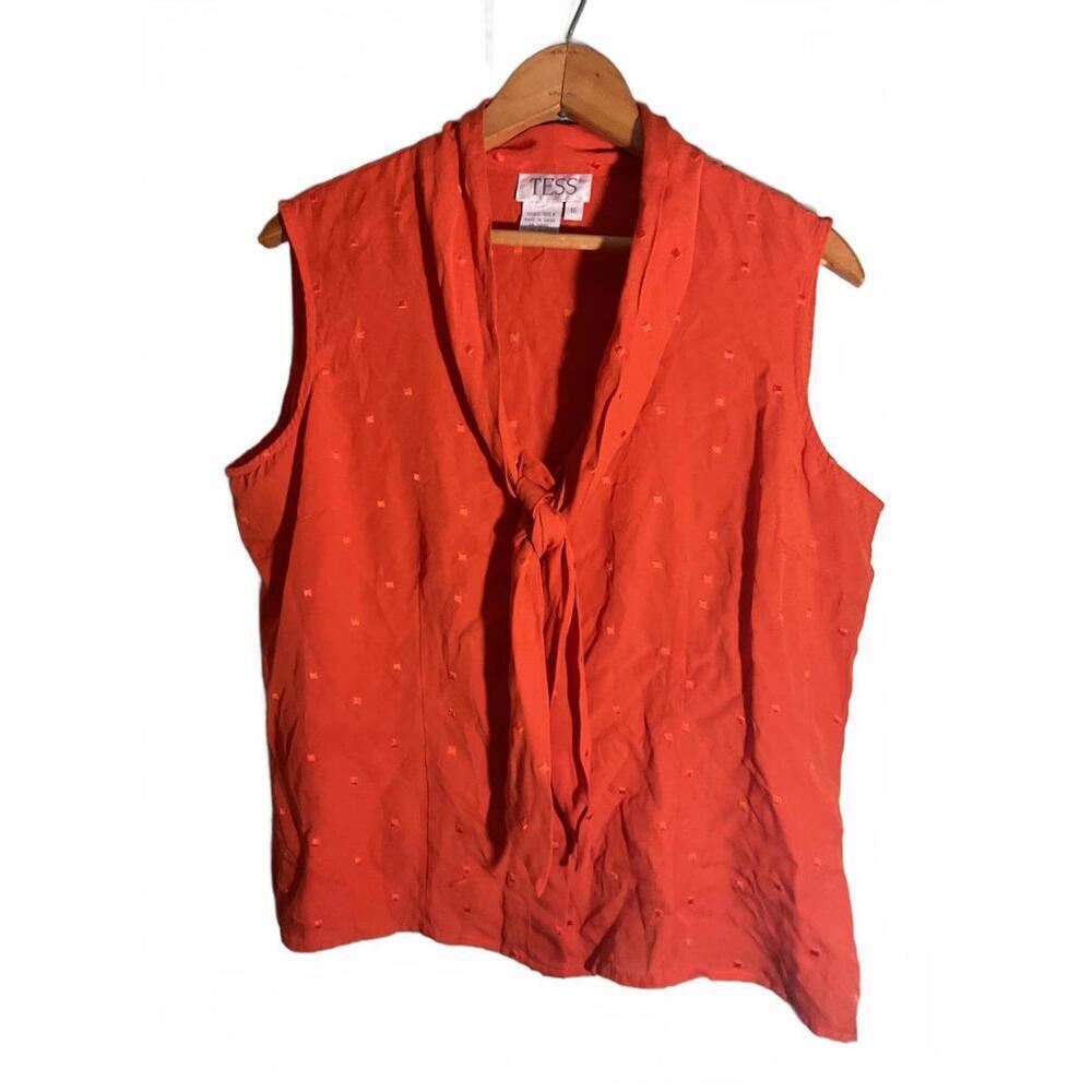 TESS Women's Sleeveless Silk Blouse Size 16 Orange